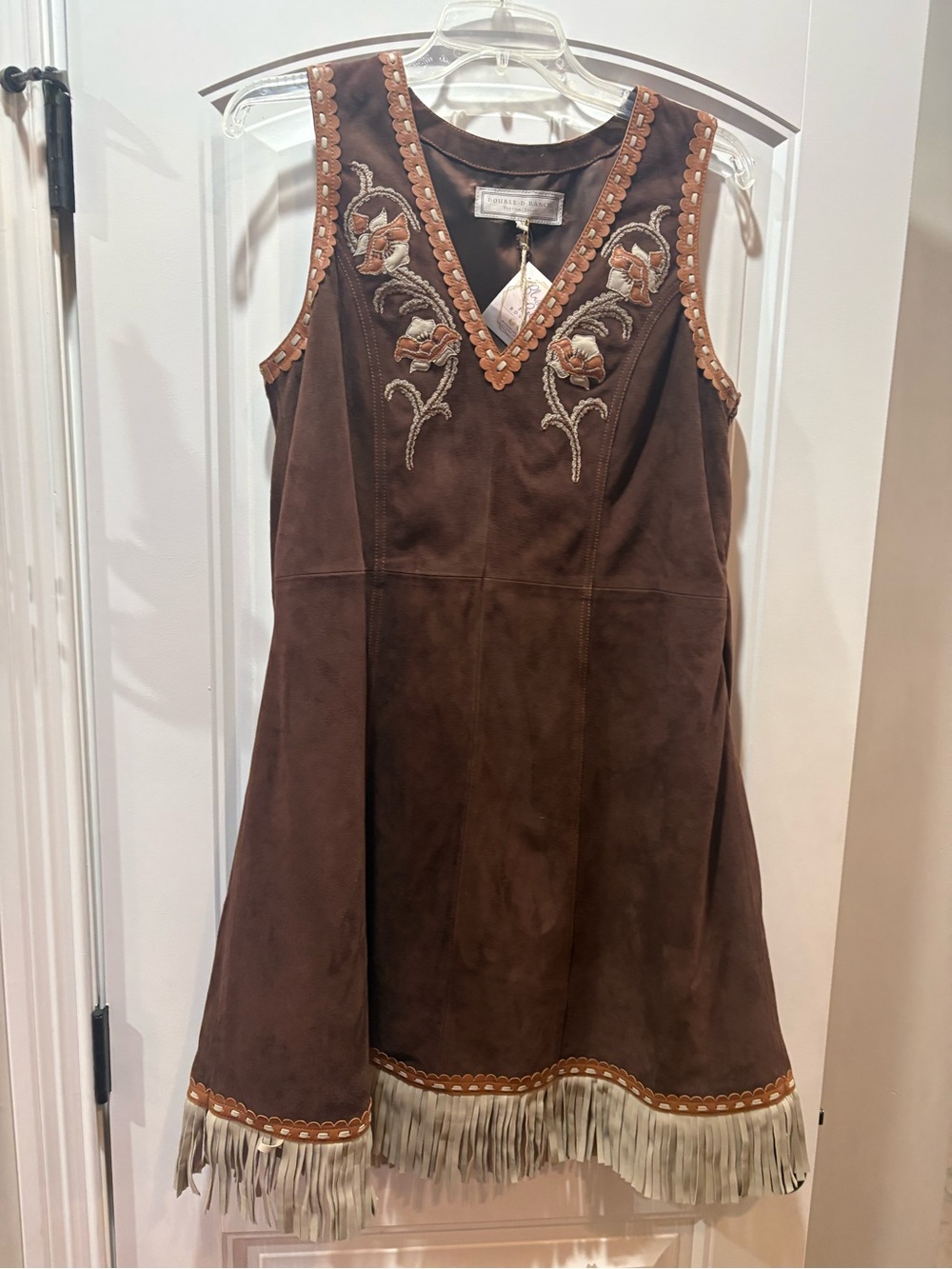 Double D Ranch Brown Suede Embroidered Fringe Dress